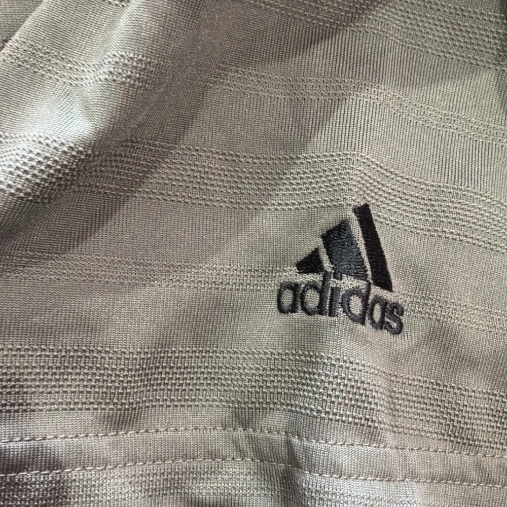Adidas Golf Mens Medium Olive Green Shadow Stripe Short Sleeve Polo Shirt